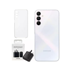 Samsung Galaxy A15 4G 4GB RAM 128GB Dual Sim, Unlocked to all Carrier,with official 25W UK Adapter (EP-T2510) Retail Pack and Clear Case - Light Blue