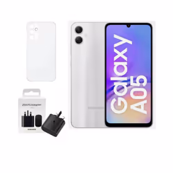 Samsung Galaxy A05 4GB RAM 128GB Dual Sim, Unlocked to all Carrier, with official 25W UK Adapter (EP-T2510) Retail Pack and C ...