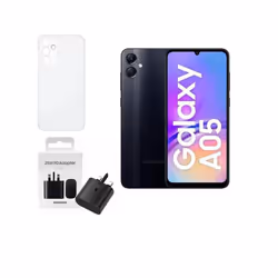 Samsung Galaxy A05 4GB RAM 128GB Dual Sim, Unlocked to all Carrier, with official 25W UK Adapter (EP-T2510) Retail Pack and C ...
