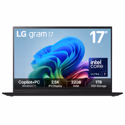 LG Gram AI 17Z90TL-G.AU88A1, Intel Core Ultra 7, 4.8 GHz, 43.2 cm (17"), 2560 x 1600 pixels, 32 GB, 1 TB