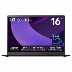 LG Gram Pro 16Z90TP-G.AA78A1, Intel Core Ultra 7, 5.1 GHz, 40.6 cm (16"), 2560 x 1600 pixels, 16 GB, 1 TB