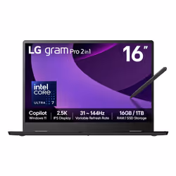 LG Gram Pro AI 2-in-1 16T90TP-G.AA78A1, Intel Core Ultra 7, 5.1 GHz, 40.6 cm (16"), 2560 x 1600 pixels, 16 GB, 1 TB