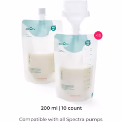 Spectra Milk Storage Bags 200 ml - 10 Count - Connector Included