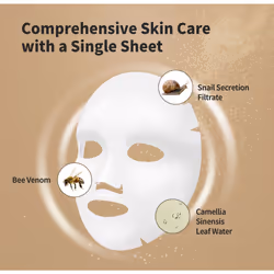 BENTON Snail Bee High Content Mask Pack (20g / 10 Sheets) - Snail Mucin Face Mask With Bee Venom | Korean Skin Care Face Mask Sheets For Moisturizing