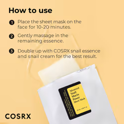 COSRX Snail Mucin Sheet Mask 10 EA with Snail Mucin Serum  Self Care  Face Masks for Dry  Sensitive Skin  Not Tested on Animals  No Parabens  No Sulfa