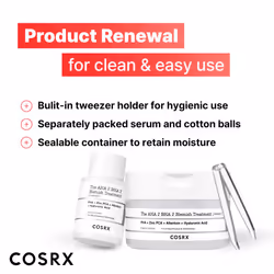 AHA 2% BHA 2% Blemish Treatment Serum, 60+ Pure Cotton Balls, Quick & Easy Daily Spot Treatment, Blackheads & Whiteheads, Sebum Control, Paraben Free,