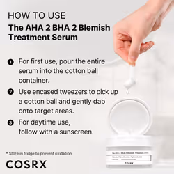 AHA 2% BHA 2% Blemish Treatment Serum, 60+ Pure Cotton Balls, Quick & Easy Daily Spot Treatment, Blackheads & Whiteheads, Sebum Control, Paraben Free,