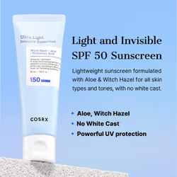 Ultra-Light Invisible Sunscreen | SPF50 PA++++, No White Cast, Lightweight & Fast-Absorbing, UV Protection, Hydration boost sunscreen for Sun-Damaged,