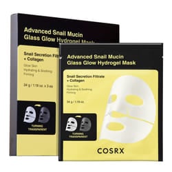 COSRX Advanced Snail Mucin Glass Glow Hydrogel Face Masks Skincare 3 EA  Collagen Face Mask  Travel Essentials  Stocking Stuffers  Korean Skin Care
