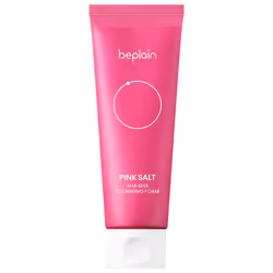 beplain Pink Salt AHA BHA Cleansing Foam 120ml with enriched pink salt and vegan AHA/BHA