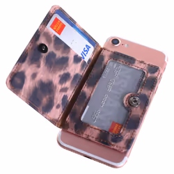 cheapSunday ID card Holder for Back of Phone Leather Phone Wallet Stic