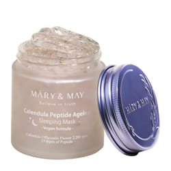 Mary&May Vegan Calendula Peptide Ageless Sleeping Mask 110g  Deep Hydration  Calendula petals  25 types peptide  Hyaluronic  Gel type  Korean Facial M