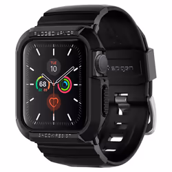 Spigen Rugged Armor Pro, Case, Smartwatch, Black, Apple, Watch Series 5 / 4 (40mm), Thermoplastic polyurethane (TPU)