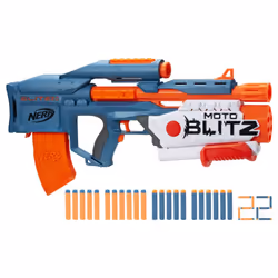 Elite 2.0 Motoblitz CS-10 Blaster, Motorised 10-Dart Blasting, Airblitz 6 Darts At Once, Clip, 22 Elite Darts