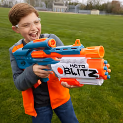 Elite 2.0 Motoblitz CS-10 Blaster, Motorised 10-Dart Blasting, Airblitz 6 Darts At Once, Clip, 22 Elite Darts