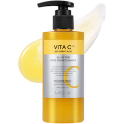 MISSHA Vita C All-In-One Bubble Foam Facial Cleanser 6.76 Fl oz / 200ml- Deep Pore Detox, Magic Bubbles with 99% Pure Vitamin C, Korean Face Wash - Re