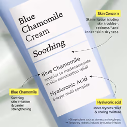 Mamonde Blue Chamomile Cream for Troubled Skin - Intensive Soothing & Hydration  Non-Irritating Redness Relief  2.03 Fl Oz