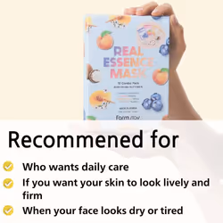 FARMSTAY Real Essence Mask Combo Pack  0.78 fl. oz. x 12 (Blueberry  Peach  Manuka Honey  Shea Butter)