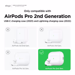 elago Silicone Case Compatible with Apple AirPods Pro 2nd Gen  Front LED Visible  Supports Wireless Charging (Glow Blue)