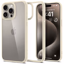Spigen ACS06448, Cover, Apple, iPhone 15 Pro Max, 17 cm (6.7"), Beige, Transparent