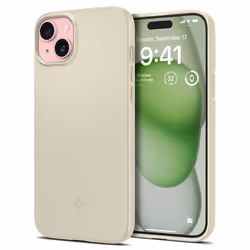 Spigen Thin Fit, Cover, Apple, iPhone 15 Plus, 17 cm (6.7"), Beige