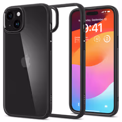 Spigen ACS06657, Cover, Apple, iPhone 15 Plus, 17 cm (6.7"), Black, Transparent