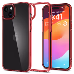 Spigen ACS06794, Cover, Apple, iPhone 15, 15.5 cm (6.1"), Red, Transparent