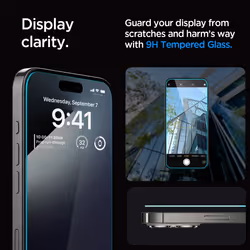 Spigen iPhone 15 Pro Max Glas.tR EZ Fit Screen Protector [1 Pack] Black