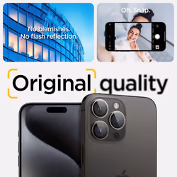 Spigen iPhone 15 Pro / 15 Pro Max / 14 Pro / 14 Pro Max Camera Lens Protector EZ Fit GLAS.tR Optik Pro 2PCS Clear - Additional view 5