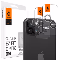 Spigen iPhone 15 / 15 Plus / 14 / 14 Plus Camera Lens Protector EZ Fit GLAS.tR Optik Pro 2PCS Clear, Apple, iPhone 15 / 15 Pl ...