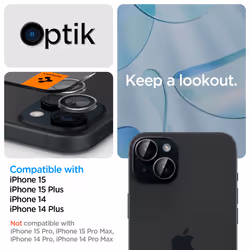 Spigen iPhone 15 / 15 Plus / 14 / 14 Plus Camera Lens Protector EZ Fit GLAS.tR Optik Pro 2PCS Clear
