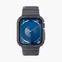 Spigen Rugged Armor Pro, Case, Smartwatch, Grey, Apple, Watch (45mm), Thermoplastic polyurethane (TPU)