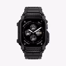 Spigen Rugged Armor Pro, Case, Smartwatch, Black, Apple, Apple Watch 10 (46mm), Thermoplastic polyurethane (TPU)