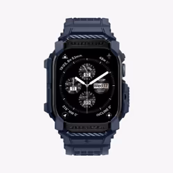 Spigen Rugged Armor Pro, Case + Band, Smartwatch, Navy, Apple, Apple Watch 10 (46mm), Thermoplastic polyurethane (TPU)