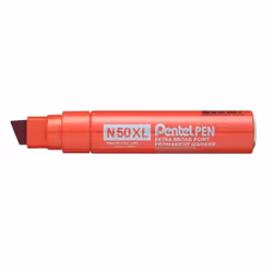 Pentel N50XL, Red, Chisel tip, Red, Metal, 70 m, Cardboard, Glass, Metal, Paper, Plastic, Rubber, Wood