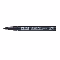 Pentel N50S, 1 pc(s), Black, Bullet tip, Black, Silver, Aluminium, Round