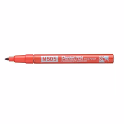 Pentel N50S, 1 pc(s), Red, Bullet tip, Red, Silver, Aluminium, Round