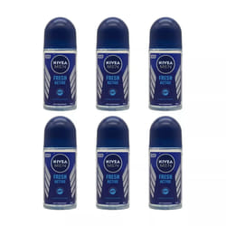 6 x 50ml Nivea Men Fresh Active Roll On Anti-Perspirant Deodorant