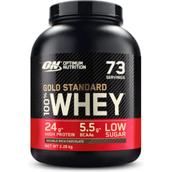 Optimum Nutrition Gold Standard Whey Muscle Building Recovery Protein Powder Glutamine BCAA Amino Acids Rich Chocolate Flavour 73 Servings 2.26 kg