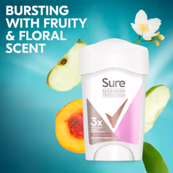 Sure Women Maximum Protection Anti-Perspirant Cream Deodorant Stick with 3x stronger* sweat protection for 96 hour sweat and odour protection 6x45ml