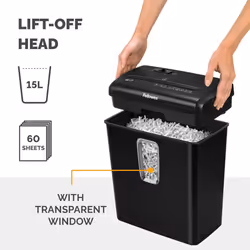 Fellowes Paper Shredder for Home Use - 6 Sheet Cross Cut Paper Shredder for Home and Personal Use - Home Shredder with 15 Litre Bin Powershred FS-6C
