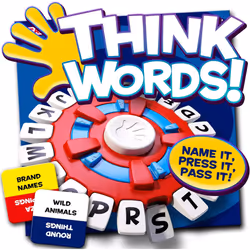 IDEAL | Think Words: The quick thinking, letter pressing game! Family Games For 2-8 Players Ages 8+