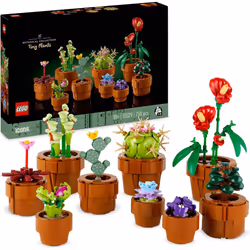 LEGO Botanical Collection Tiny Plants - 9 Potted Artificial Flowers Set for Indoors incl. Faux Cactuses