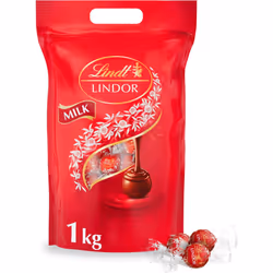 Lindt Lindor Milk Chocolate Truffles Bag - Approx 80 balls, 1kg - Chocolate Truffles with a Smooth Melting Filling - Gift Pre ...