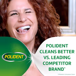 Polident 3 Minute Triple Mint Antibacterial Denture Cleanser Effervescent Tablets, 120 count