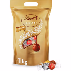 Lindt Lindor Assorted Chocolate Truffles Bag - Approx 80 balls, 1kg - Chocolate Truffles with a Smooth Melting Filling - Gift ...