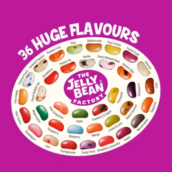 The Jelly Bean Factory, Gourmet Jelly Beans 700 g Jar - 36 Natural, Huge Jelly Fruit Flavours, Retro American Sweets, Chewy Jelly Sweets for Kids
