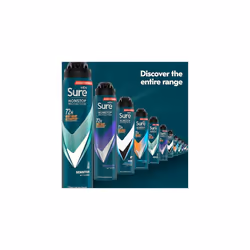 Sure Men Nonstop Protection Sensitive Anti-Perspirant Aerosol Deodorant Spray w/ Body Heat Activated for 72 hour sweat & odour protection 6x 250 ml