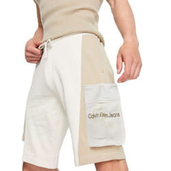 Calvin Klein Jeans Mens Shorts Monogram Jersey - White Stone, XL - W33