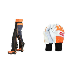 OREGON Universal Type A Chainsaw Safety Leggings, Adjustable Protective Chaps Trousers - Front Protection Only (575780) & Medium Chainsaw Gloves